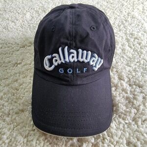 Callaway Golf Hat Mens Navy Blue Adjustable Strapback Cotton Embroidered Dad Cap